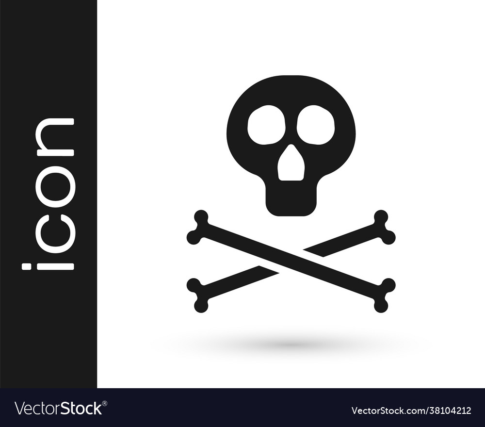 Black Bones And Skull As A Sign Of Toxicity Warning Icon Isolated On