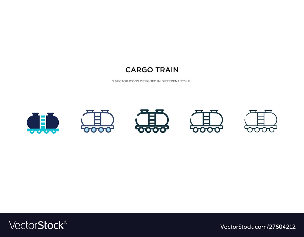 Cargo train icon in different style two colored