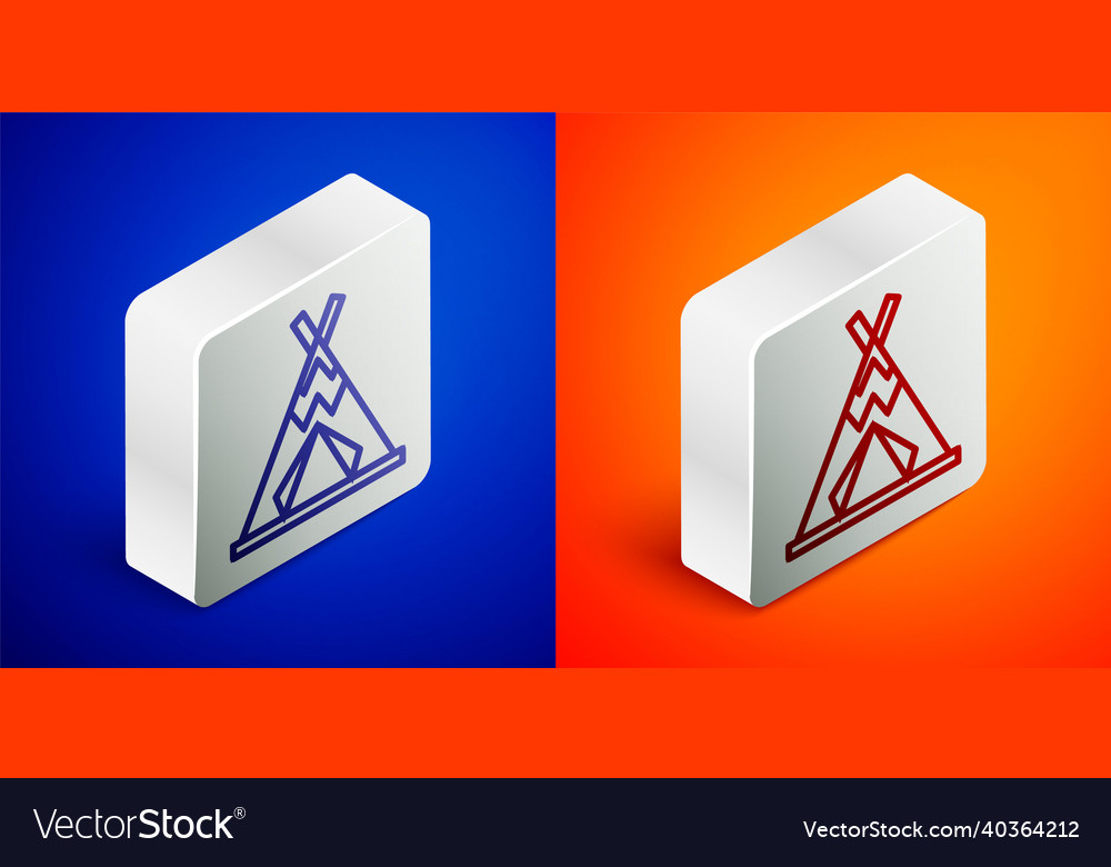 Isometric line traditional indian teepee or wigwam