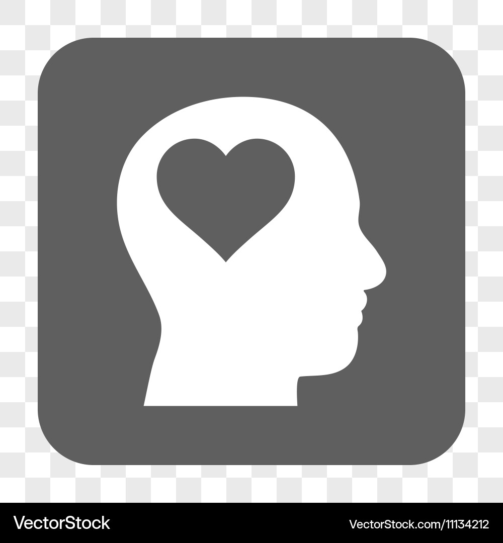 Lover head rounded square button Royalty Free Vector Image