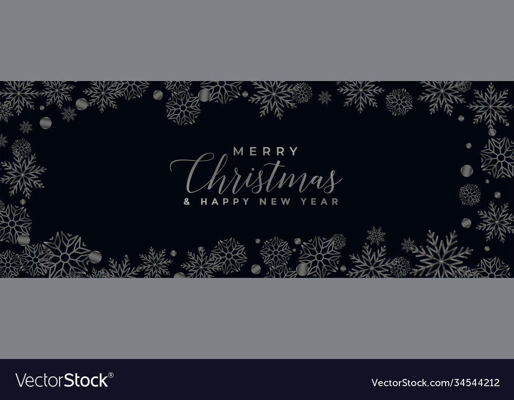 Merry christmas black background with snowflakes Vector Image