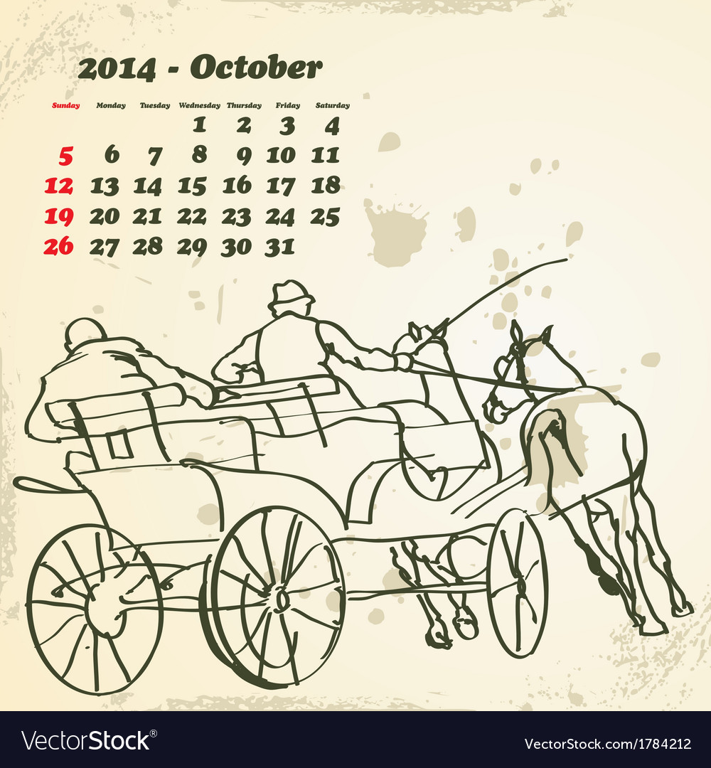 Oktober 2014 handgemachter Pferdekalender