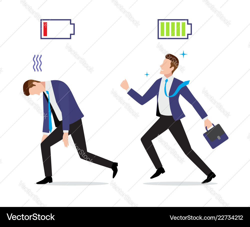 Stressed overworked and vigorous businessman with Vector Image