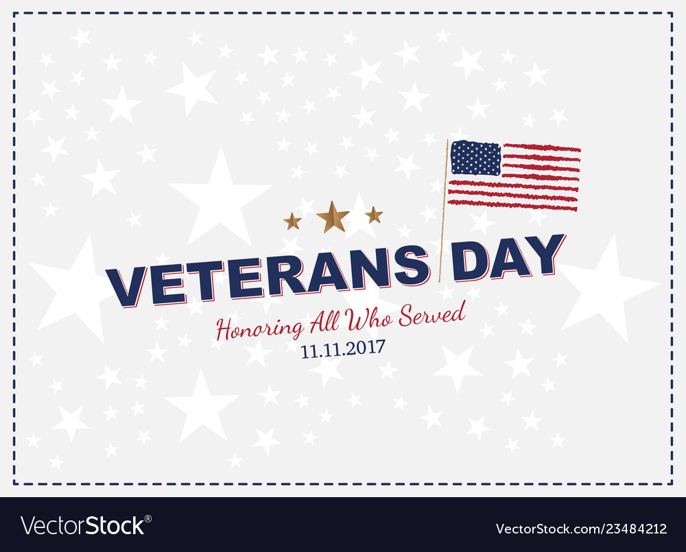 Veterans day greeting card with usa flag