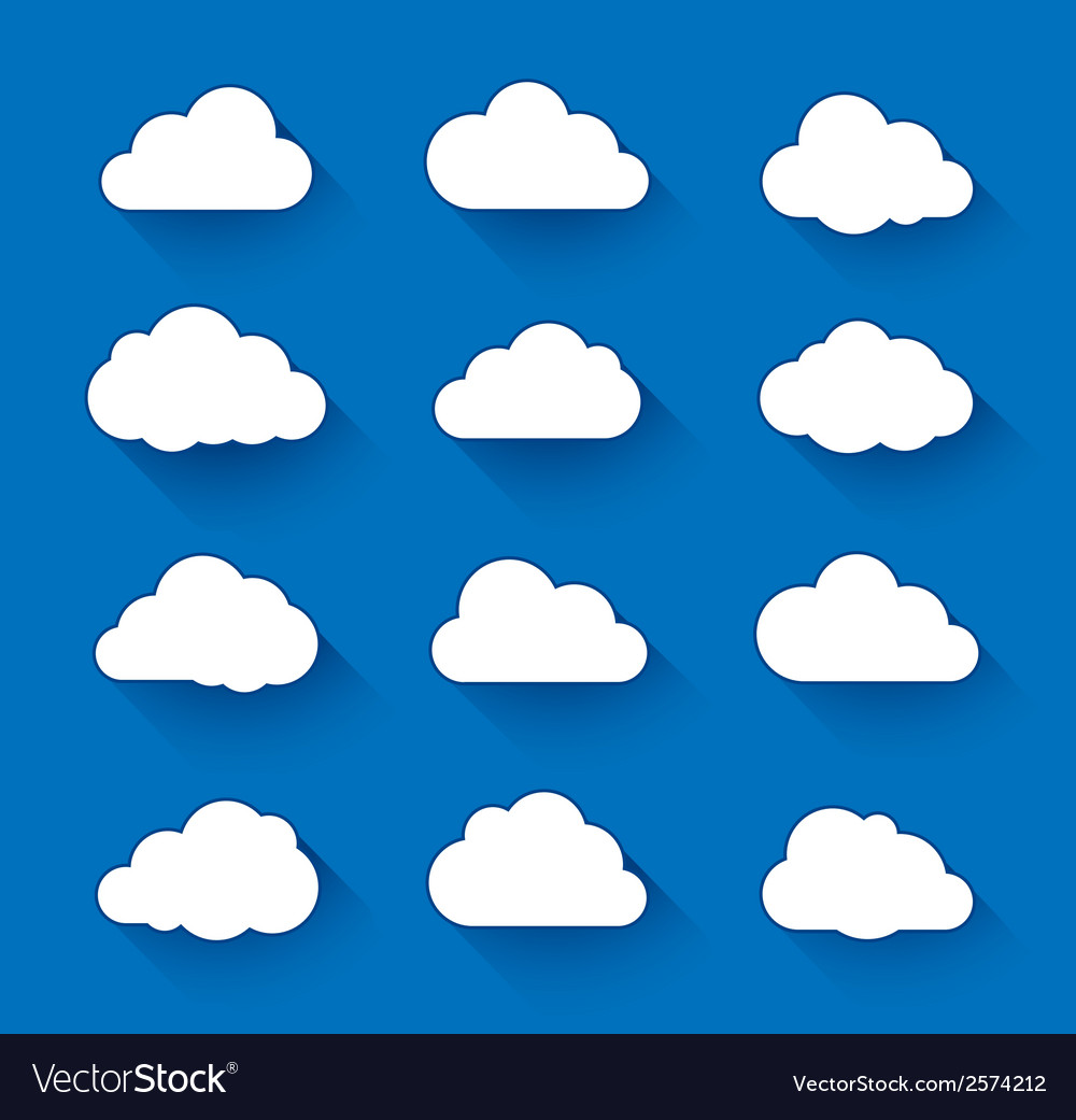 White clouds on blue sky with long shadow Vector Image