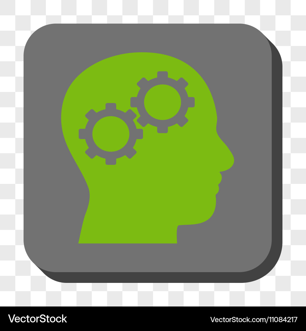 Brain gears rounded square button Royalty Free Vector Image