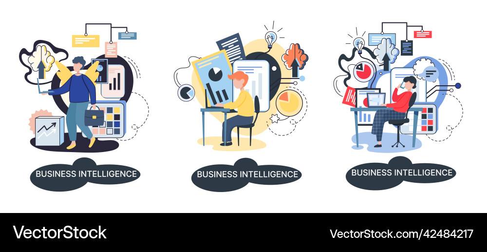 Business intelligence data analysis obtaining Vector Image