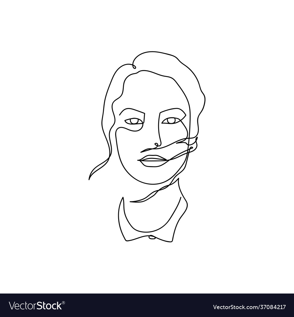 Continuous line abstract female portrait hand