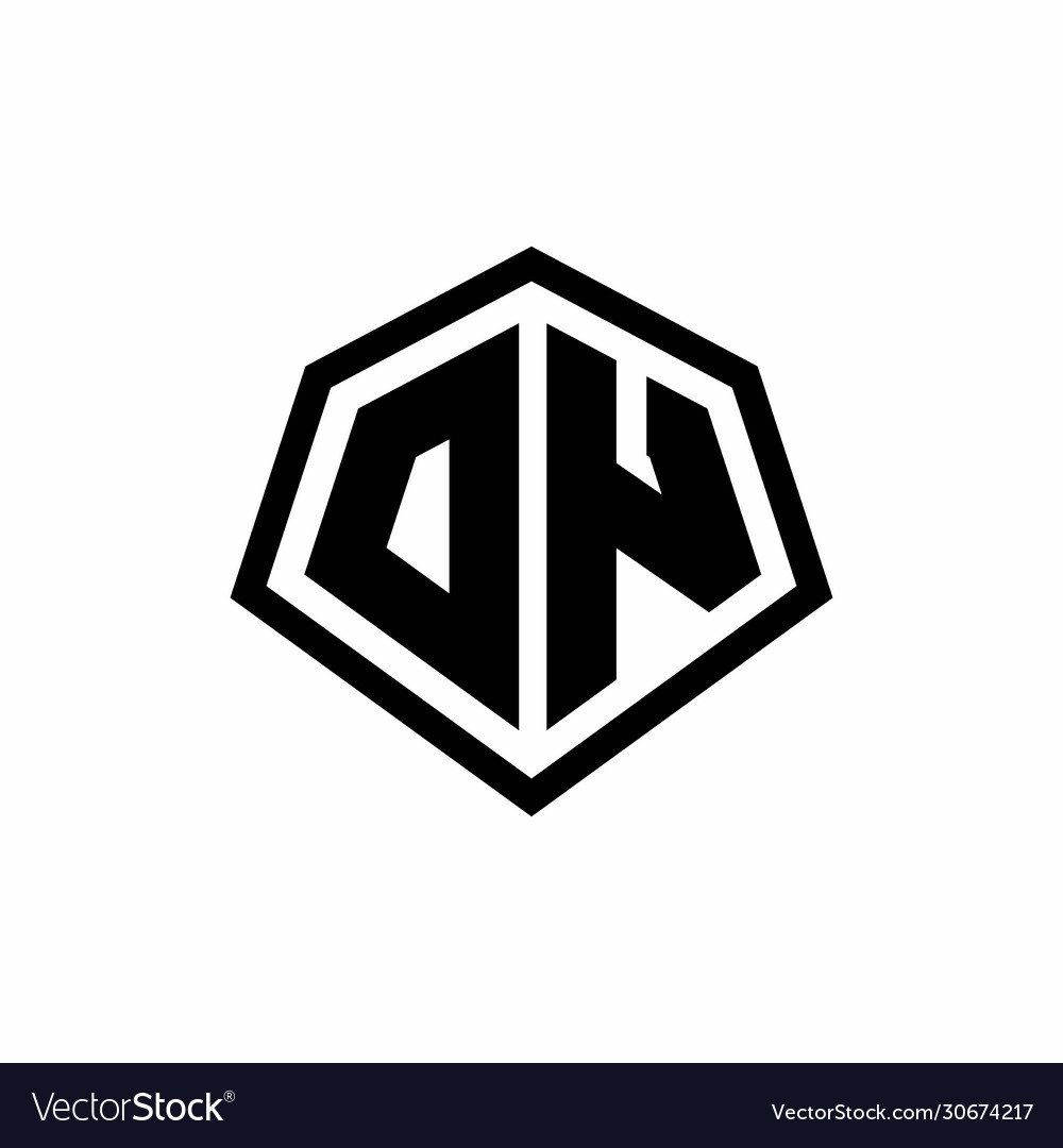 Dn monogram logo with hexagon shape and line