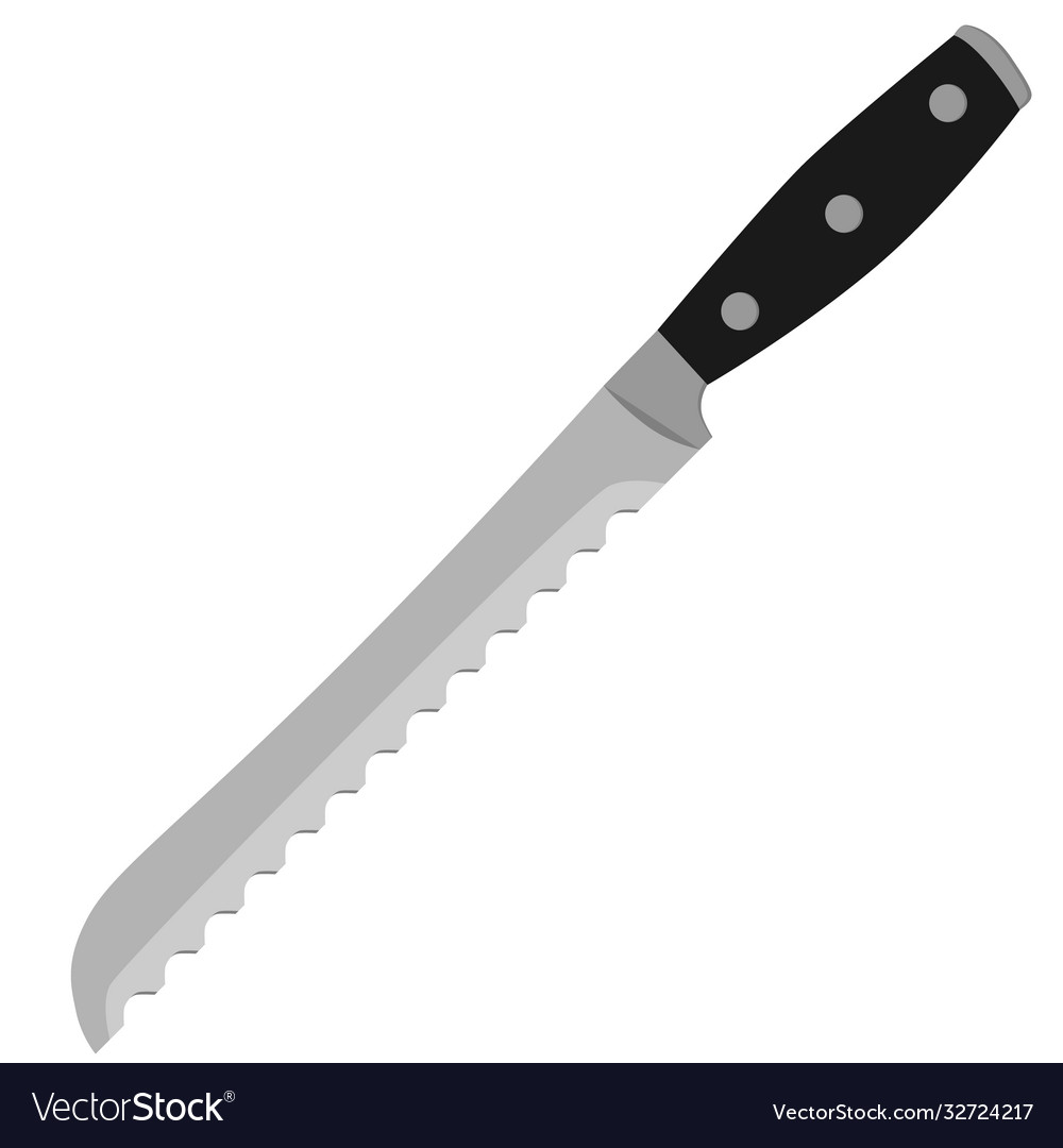 Kitchen bread knife on a white isolated