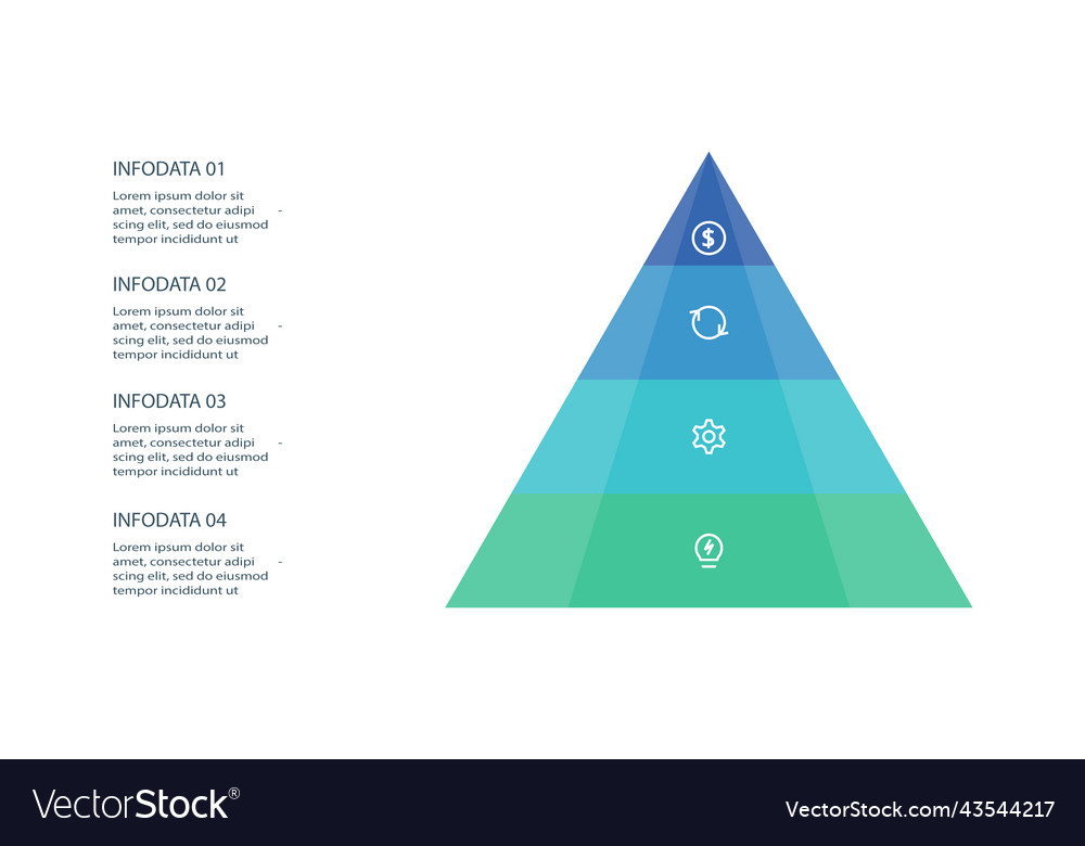 Pyramid with 4 elements infographic template