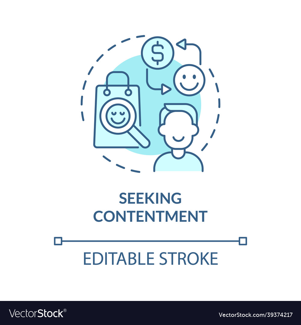 Seeking contentment blue concept icon Royalty Free Vector