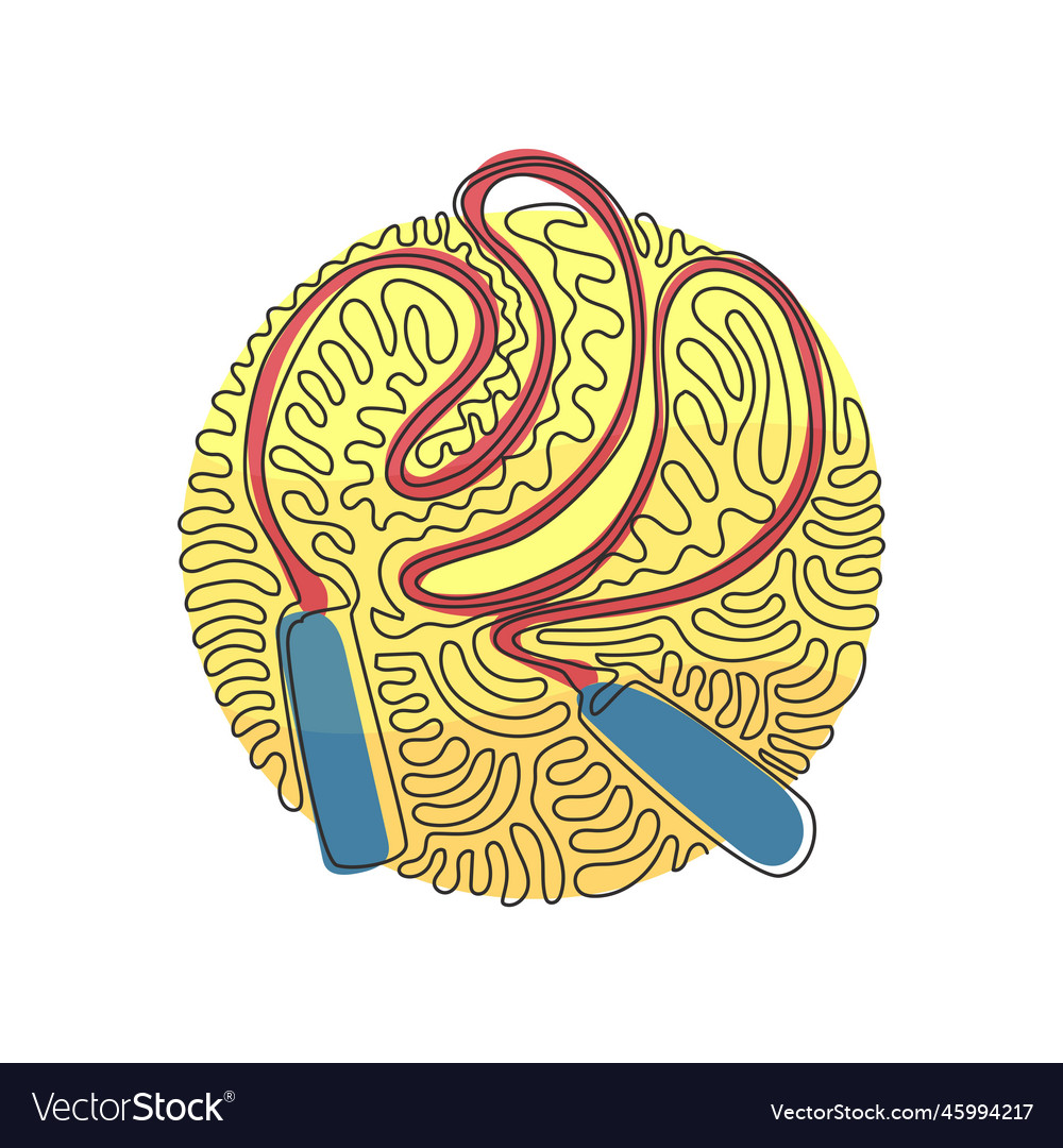 Single Continuous Line Drawing Jump Rope Vector Image