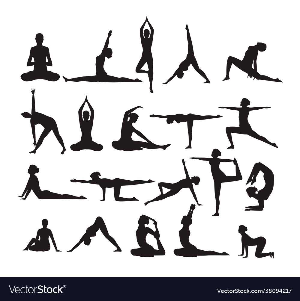 Twenty Yoga Poses Royalty Free Vector Image - Vectorstock