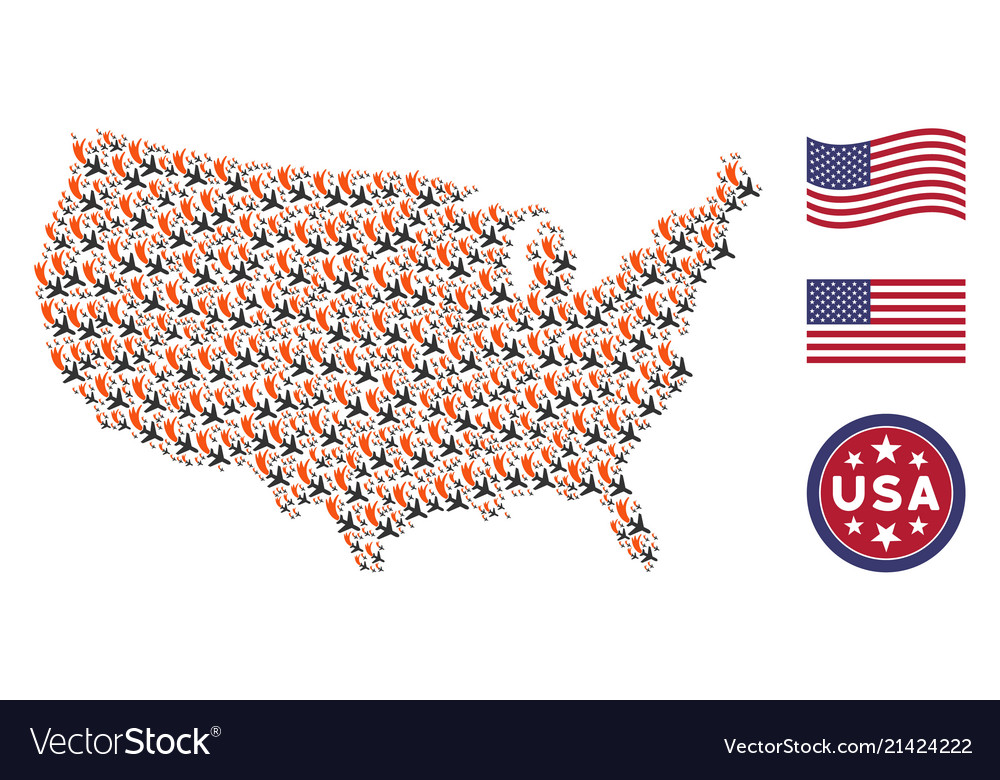 American stylized composition of falling