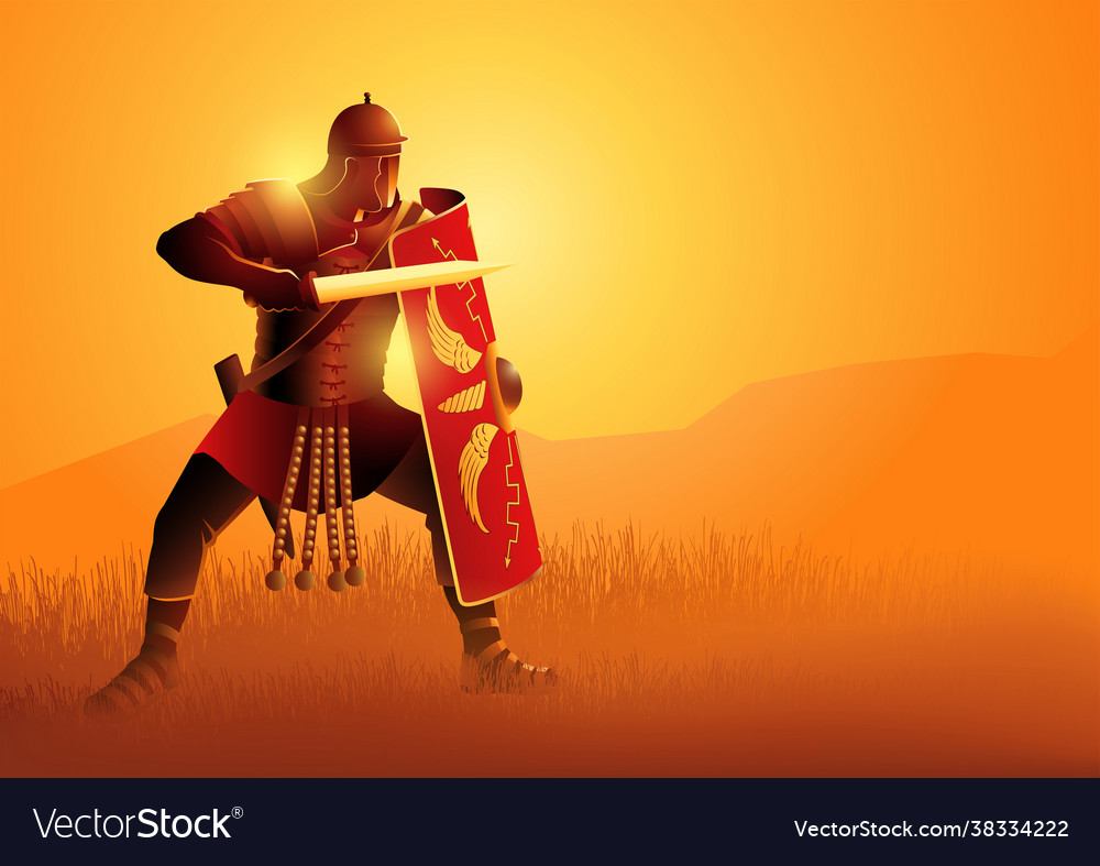 Ancient rome legionnaire in a position ready