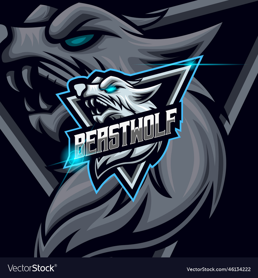 Beast wolf e-sport logo design Royalty Free Vector Image