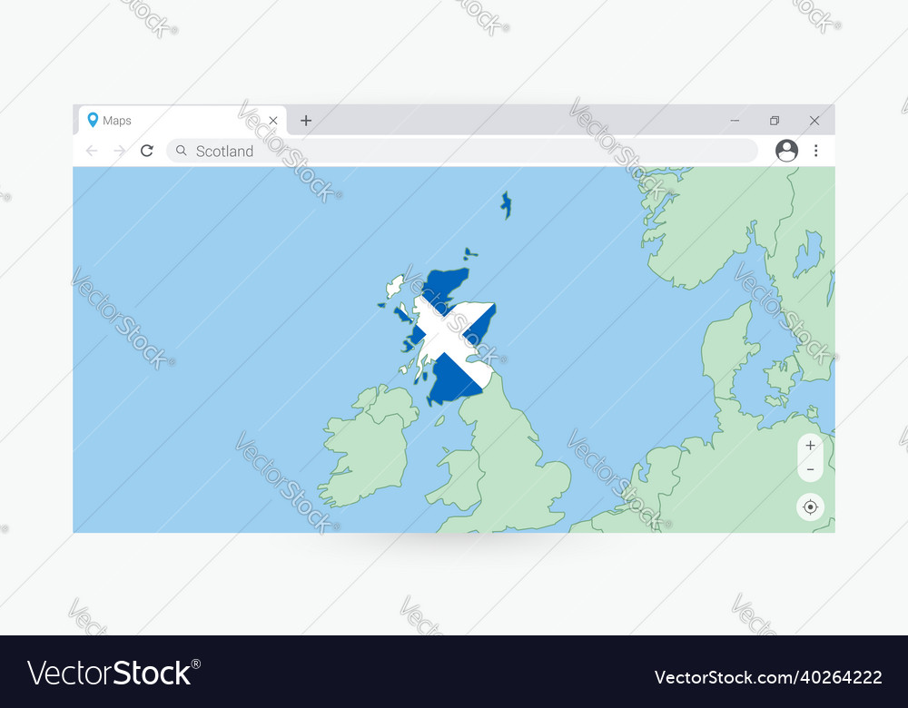 Browser-Fenster mit der Karte von scotland search