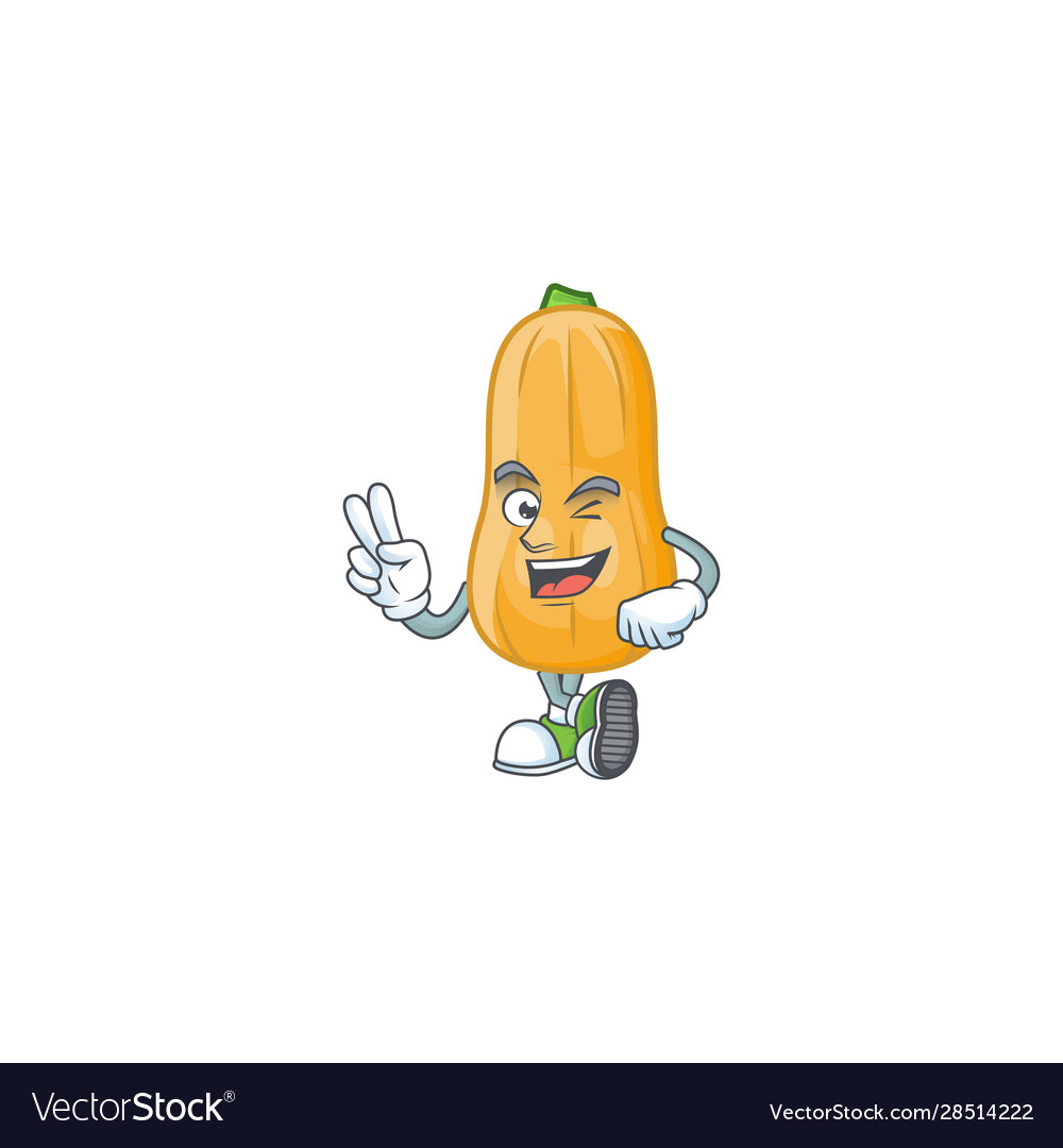 Butternut squash cartoon mascot style with two