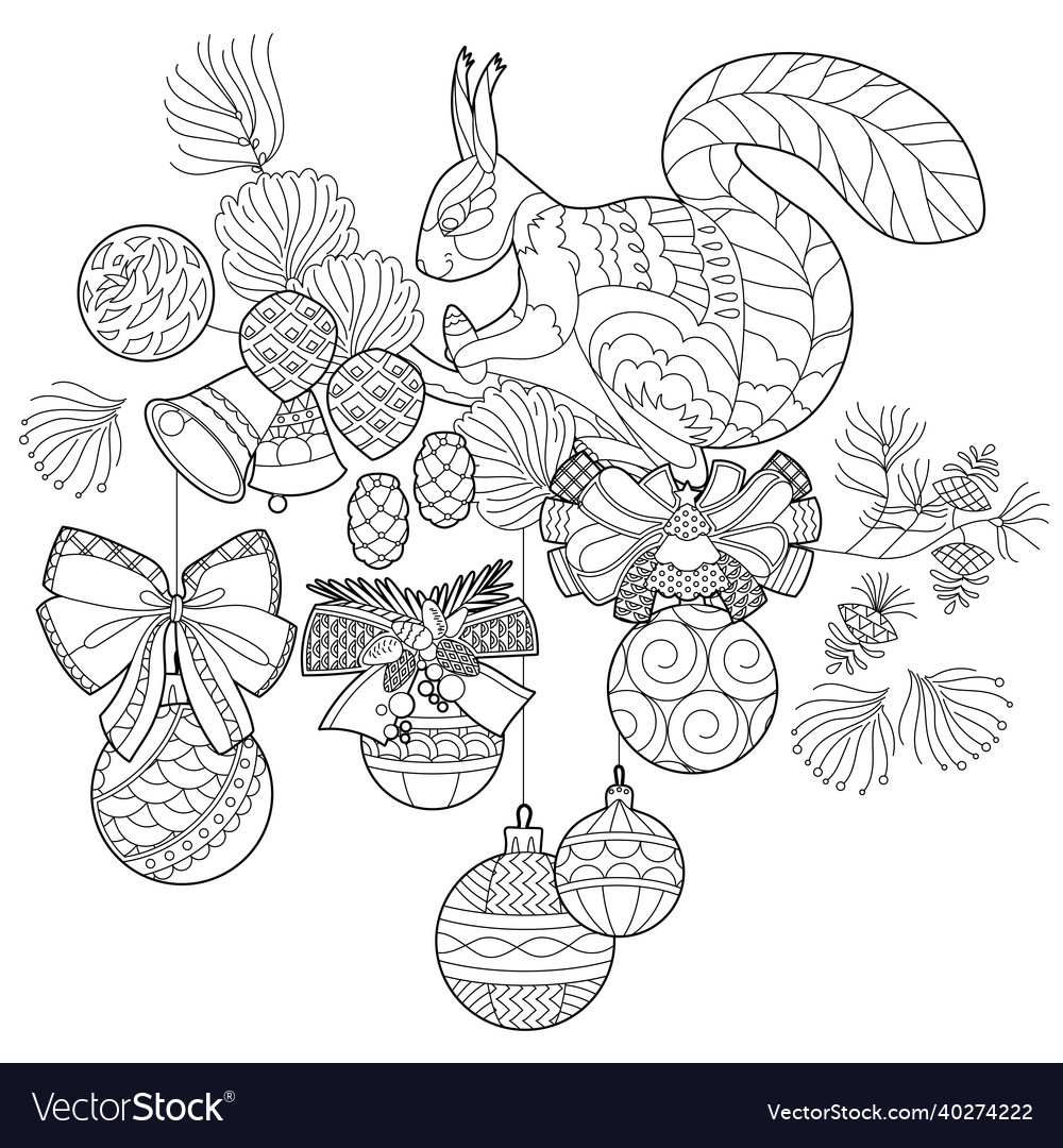 Cute christmas squirrel winter holiday decoration Vector Image