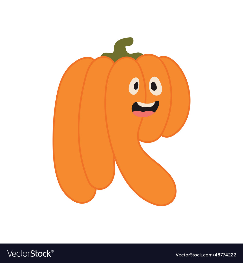 cute-halloween-alphabet-letter-r-pumpkin-vector-image