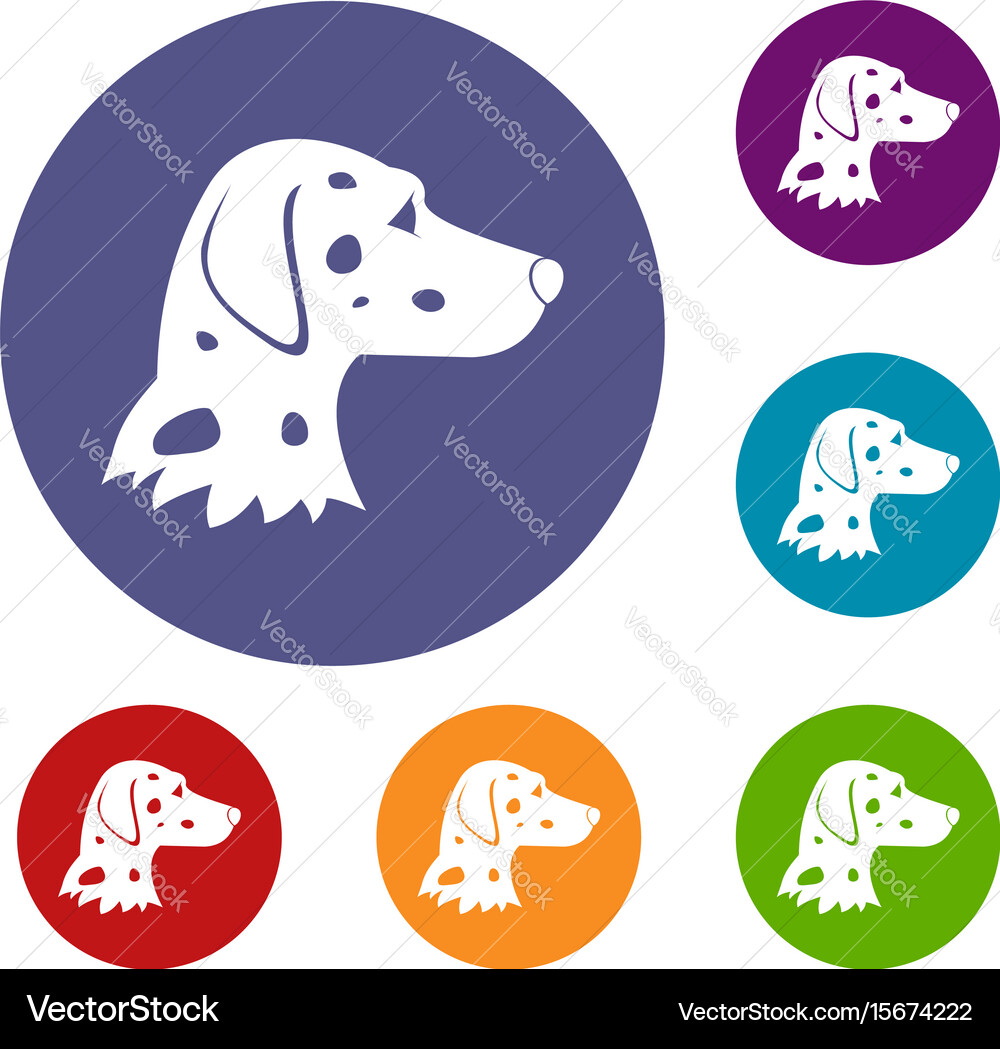 Dalmatians dog icons set Royalty Free Vector Image