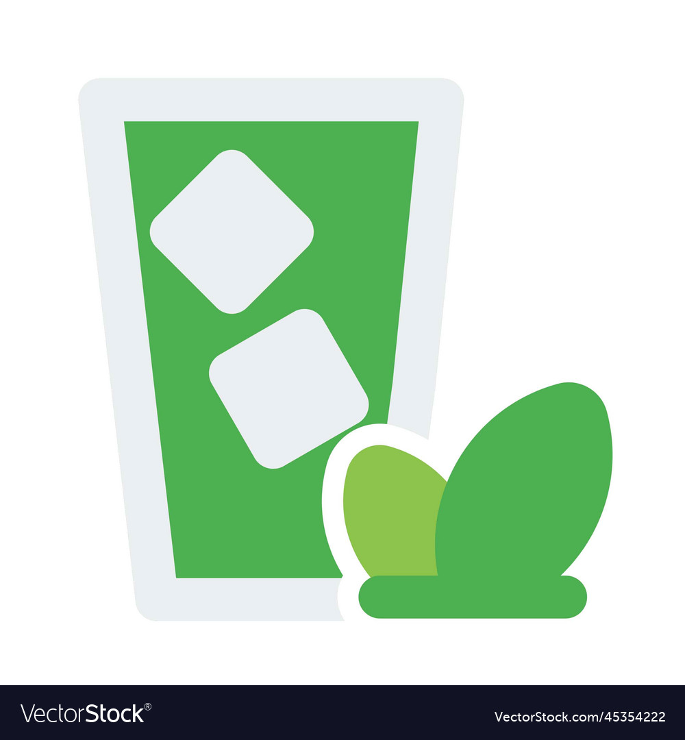 Iced green tea line icon set Royalty Free Vector Image