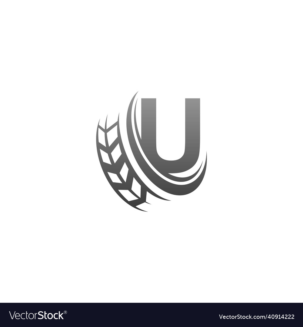 Letter u with trailing wheel icon design template