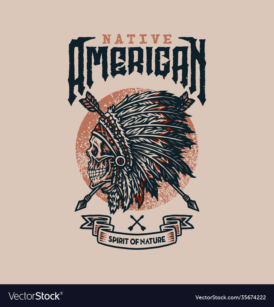 Native american t shirt graphic design Royalty Free Vector