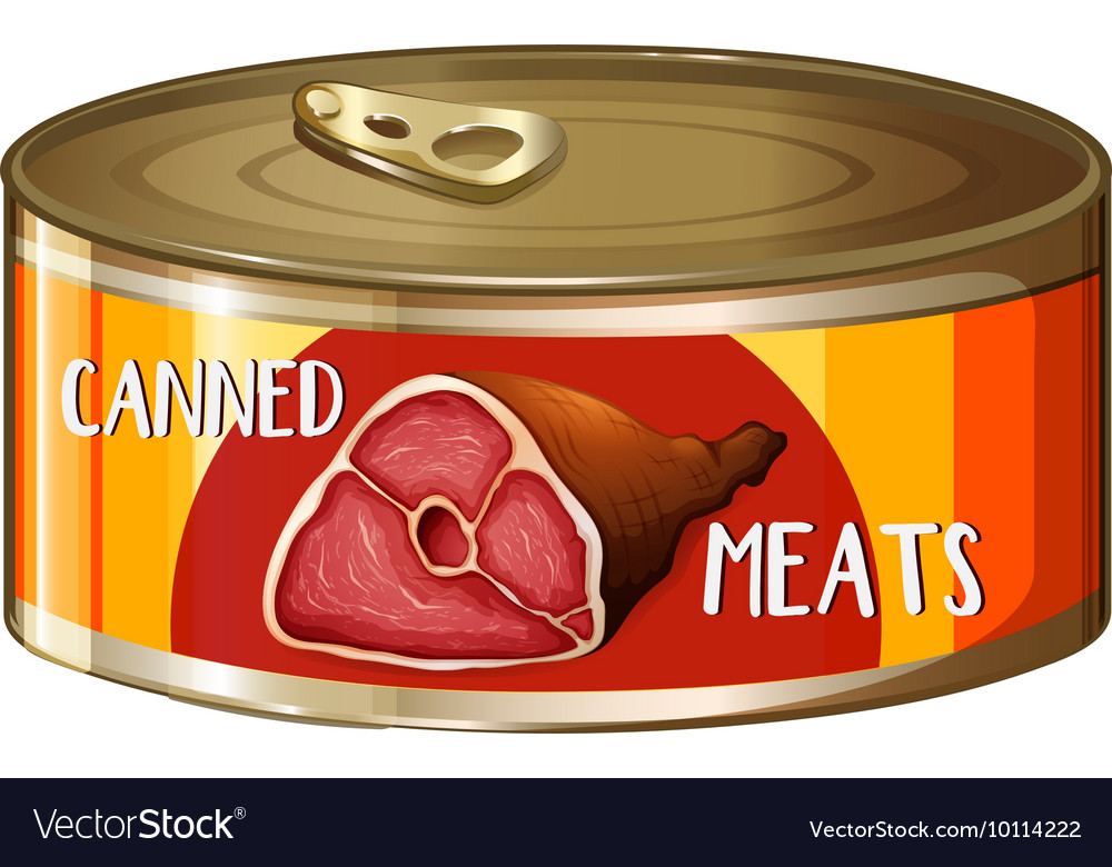 One canned meats with label Royalty Free Vector Image
