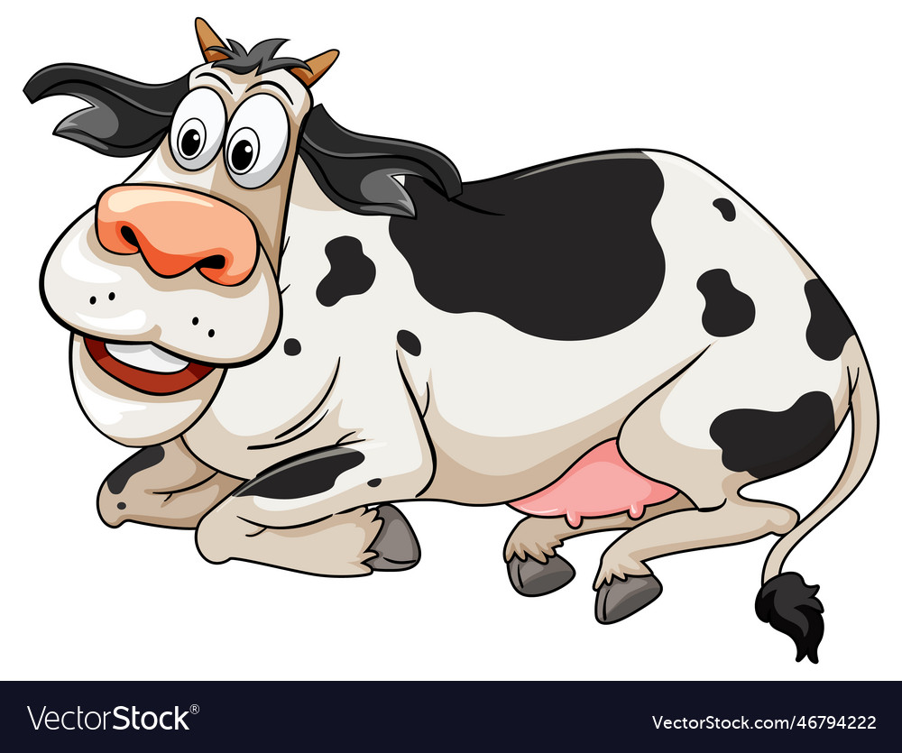 Resting cow in cartoon style