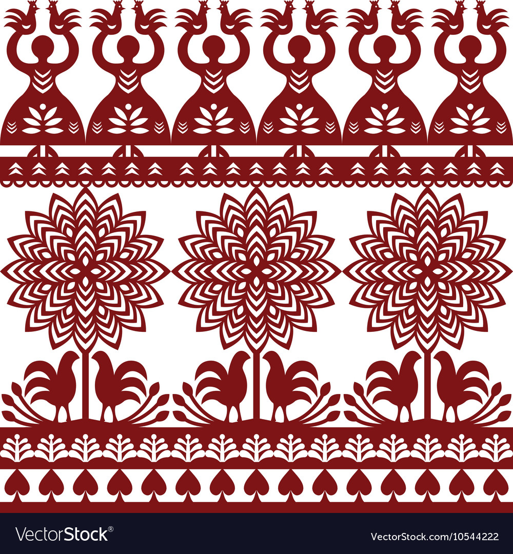 Seamless Polish Folk Art Pattern Wycinanki Vector Image