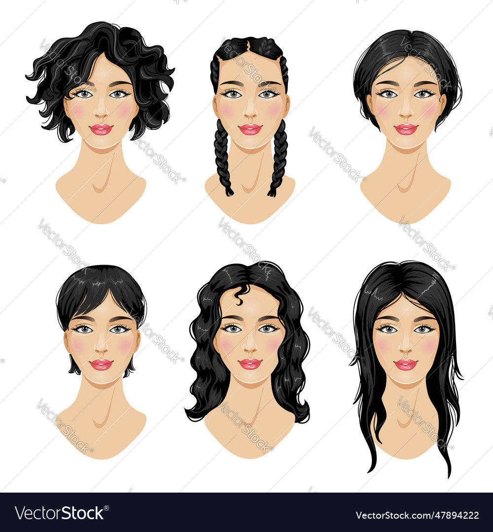 Set of hairstyles for woman Royalty Free Vector Image