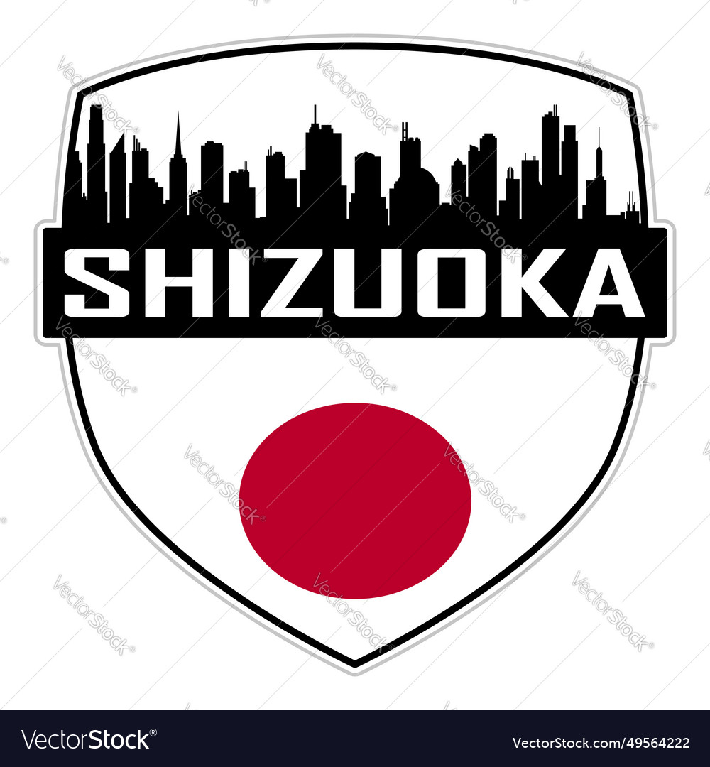 Shizuoka skyline silhouette japan flag travel logo