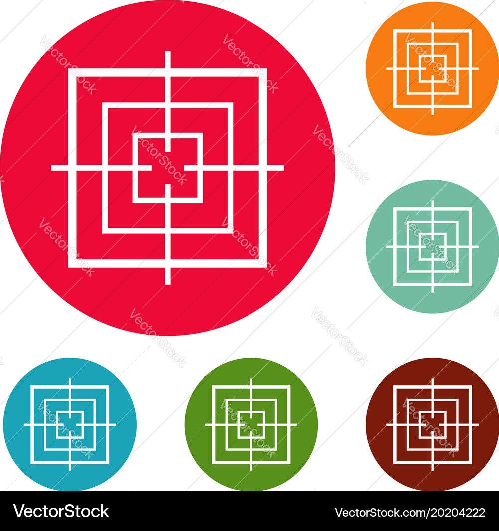 Square objective icons circle set Royalty Free Vector Image