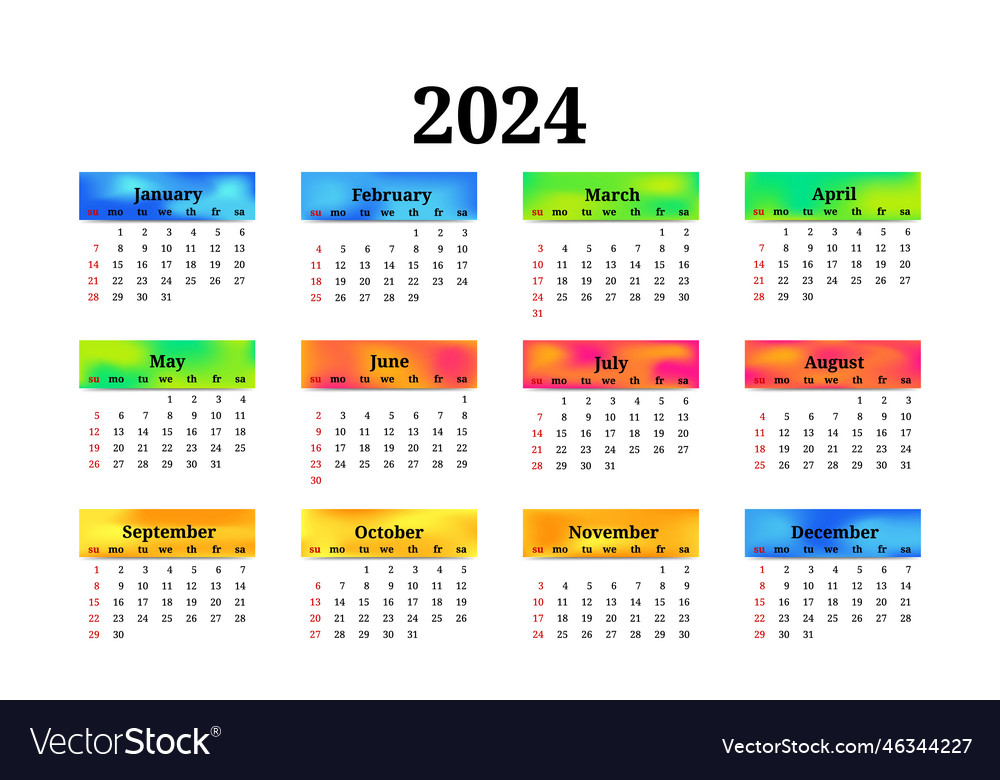 Calendar for 2024 isolated on a white background Vector Image