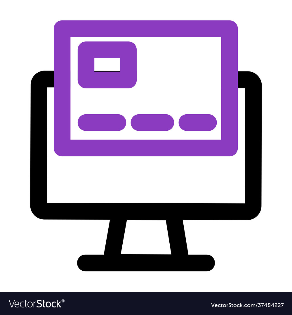Computer icon with credit card outline Royalty Free Vector