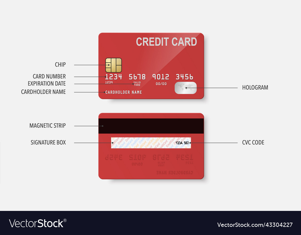 Credit card definition 3d realistic red Royalty Free Vector