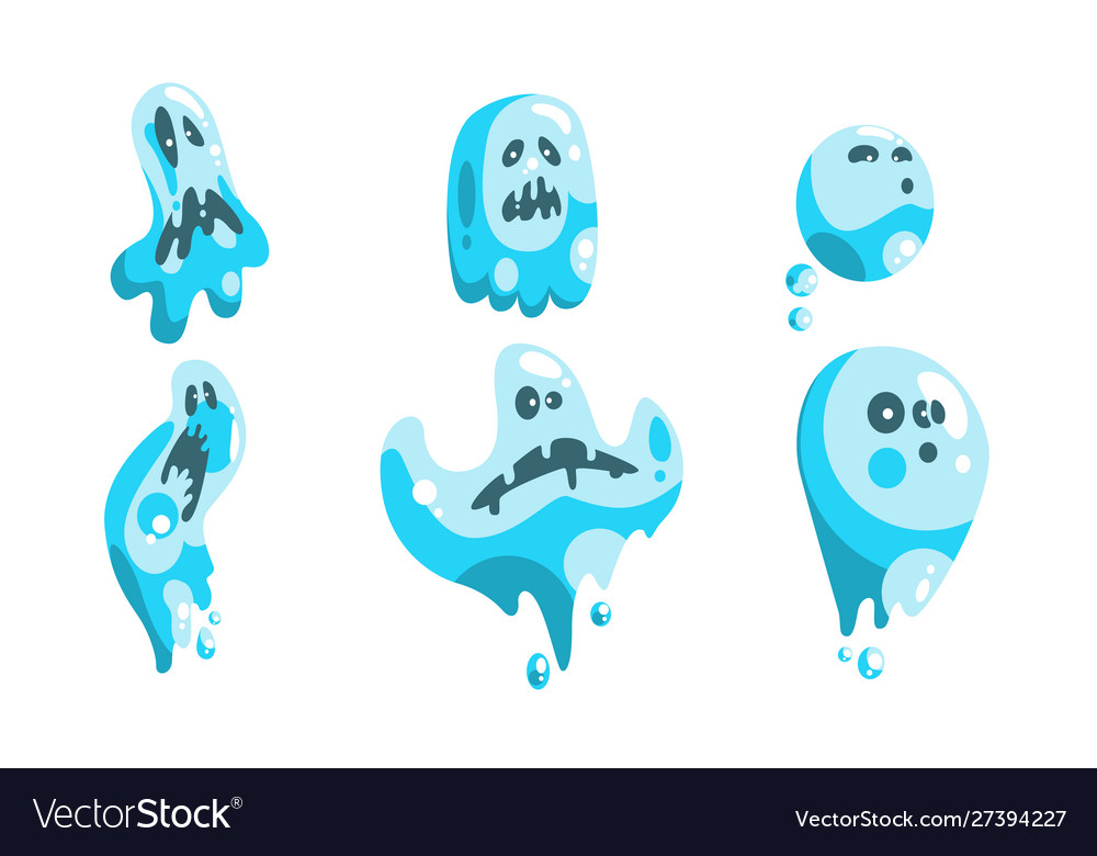 Cute ghost cartoon character set funny halloween