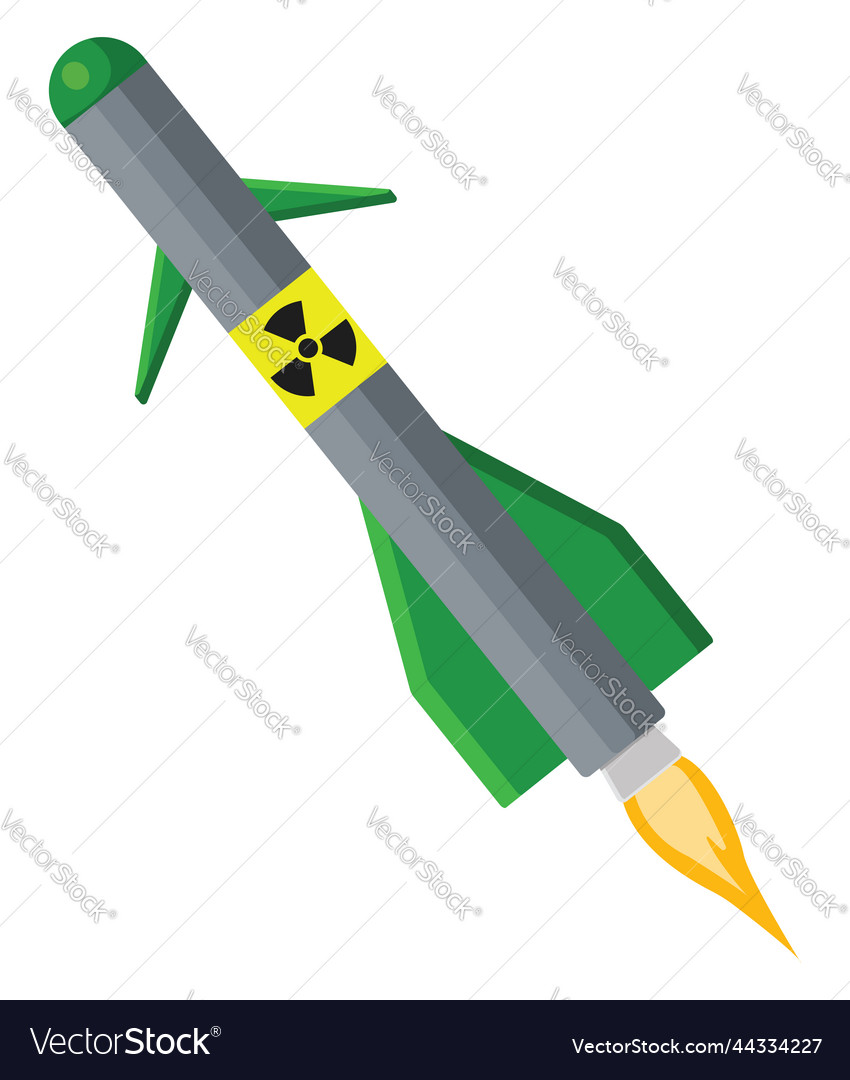 Green missile on a white background