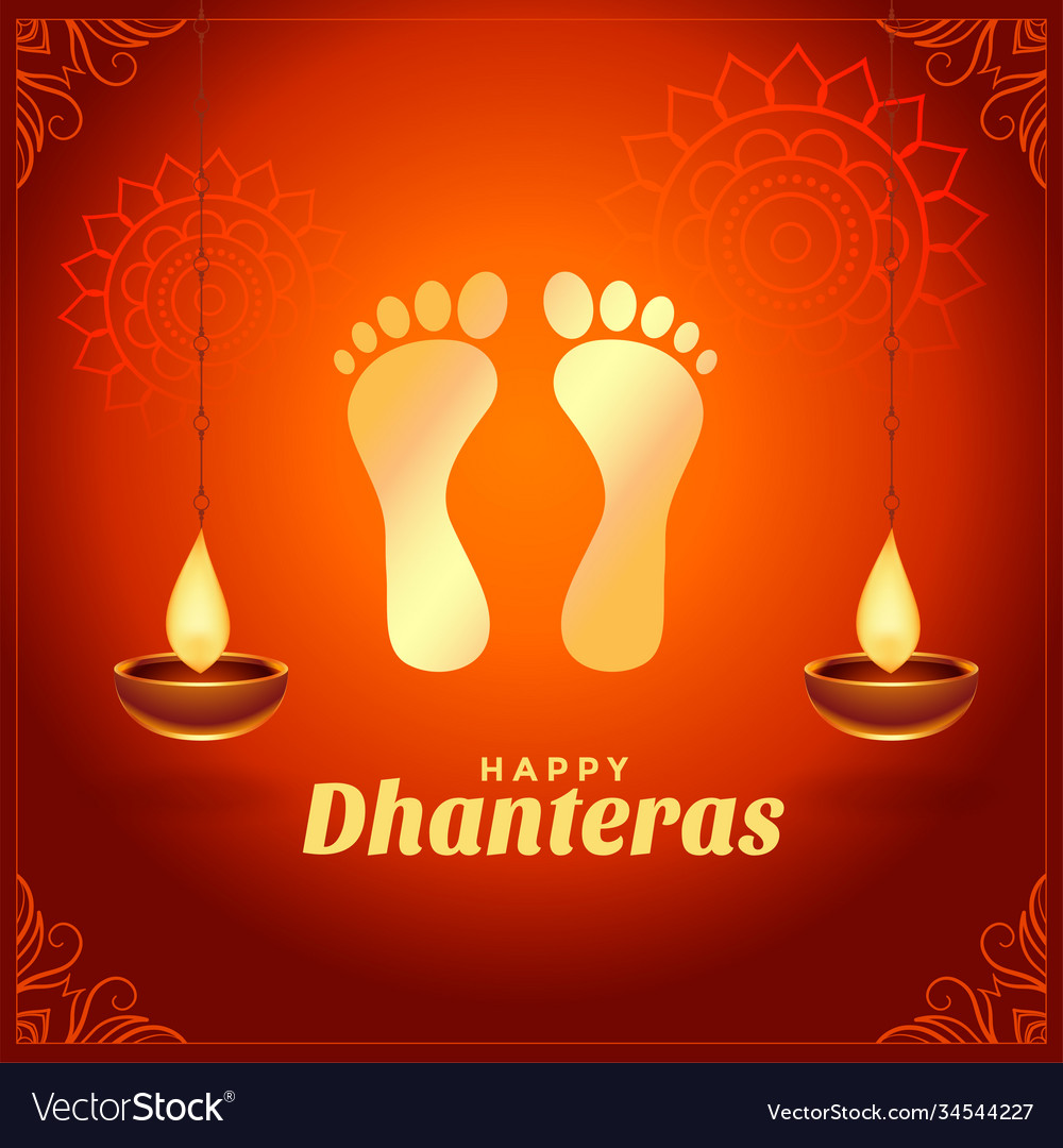 Happy dhanteras wishes with golden god foot prints