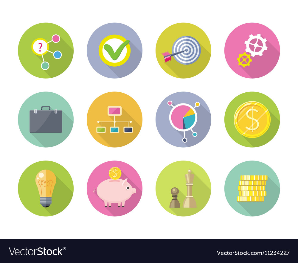 Set of business icons in flat style design