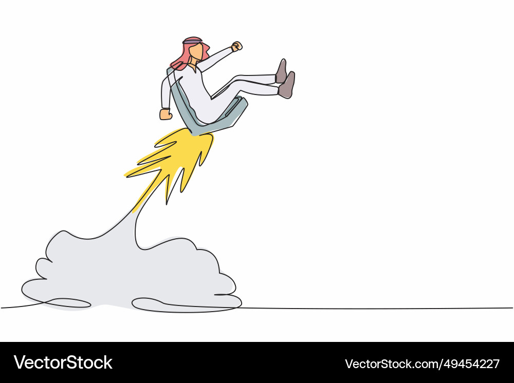 Single continuous line drawing active arab Vector Image