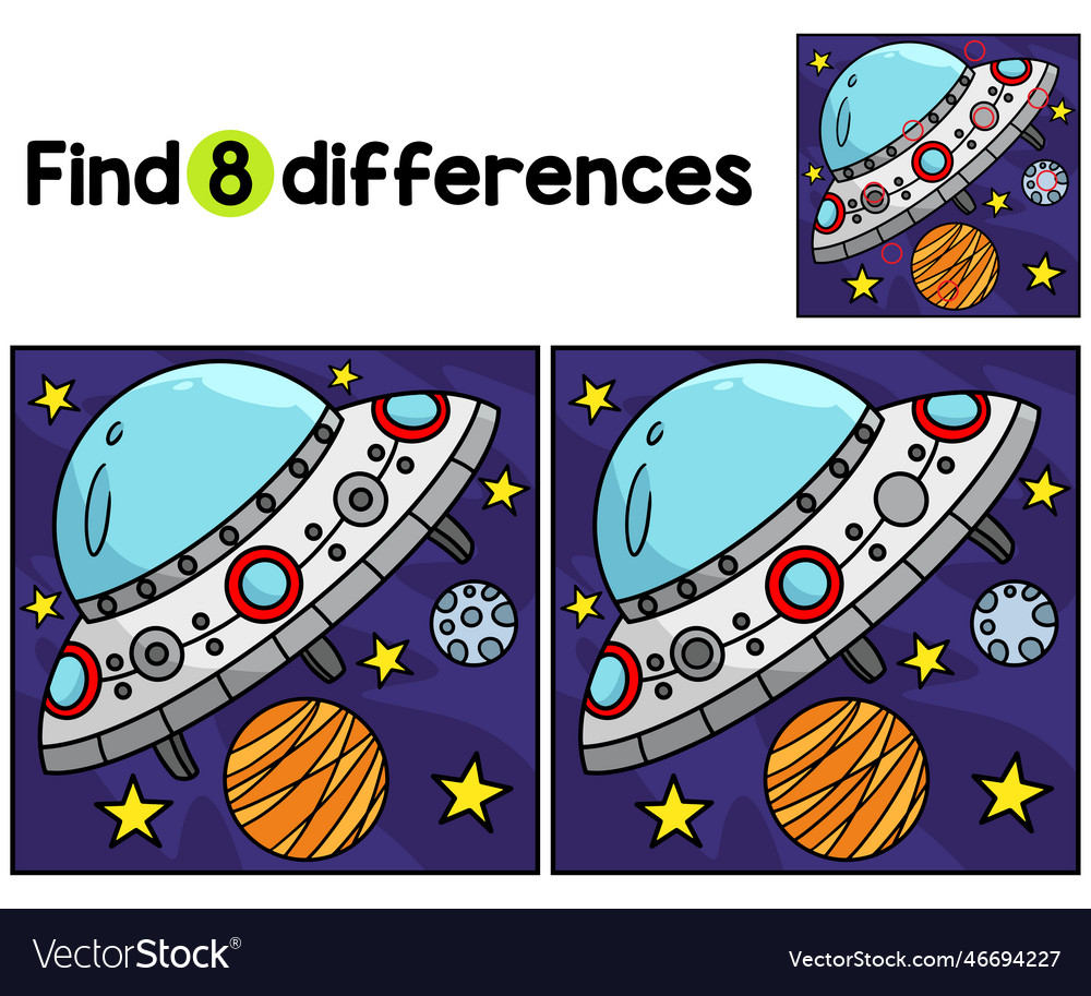 Ufo spaceship find the differences Royalty Free Vector Image