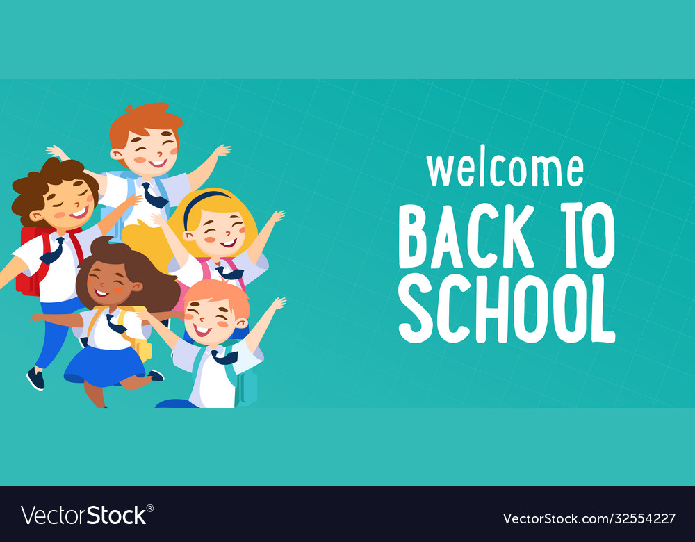 Welcome back to school concept schoolboys Vector Image