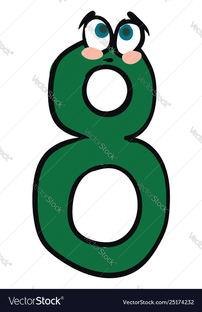 Emoji sad green number eight or 8 color Royalty Free Vector