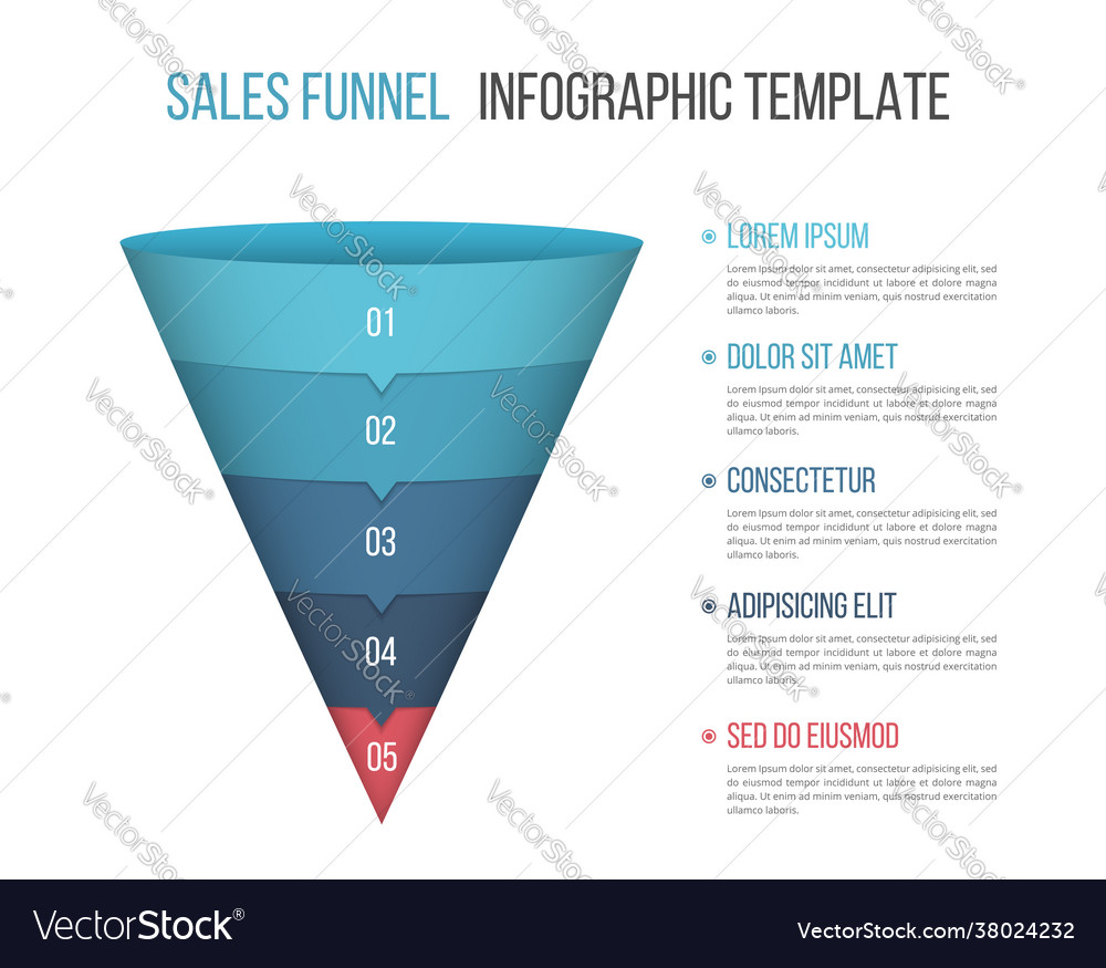 Funnel diagram template Royalty Free Vector Image