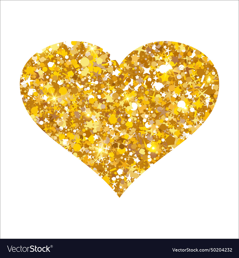 Gold glitter heart luxury shimmer shape Royalty Free Vector