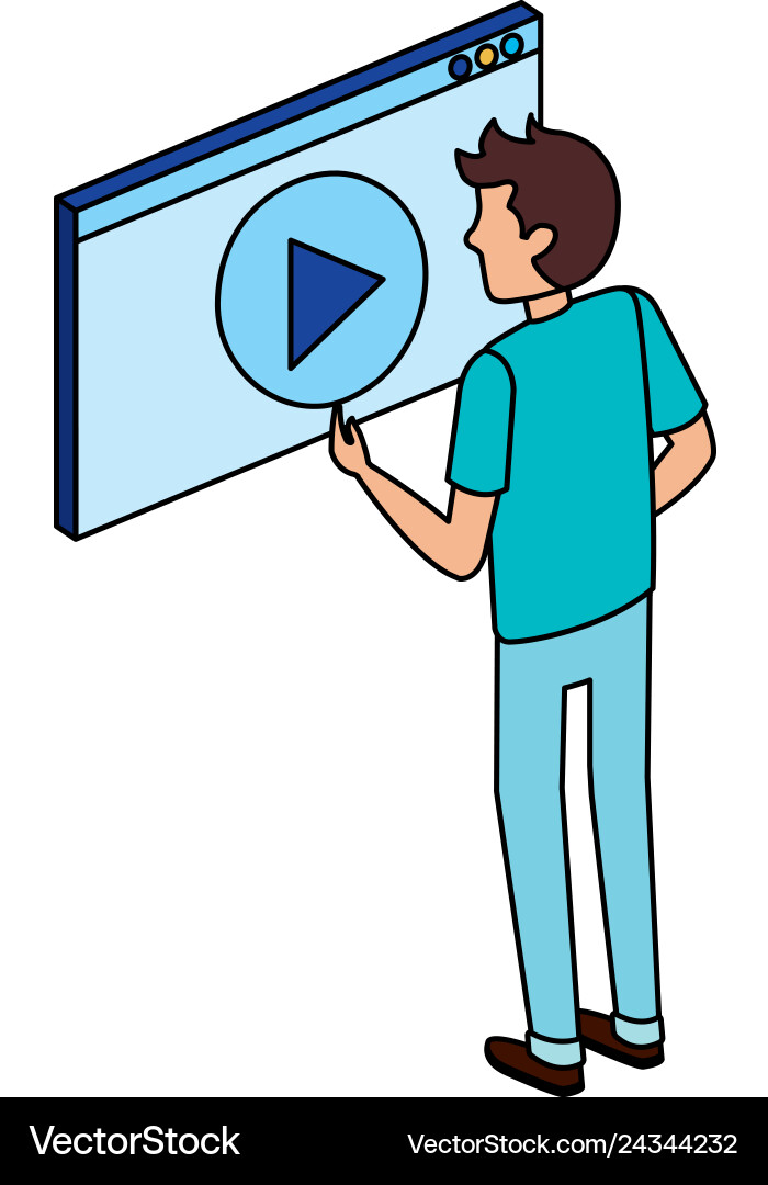 Man with media player interface Royalty Free Vector Image