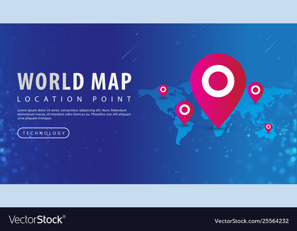 Map world and red pinpoint on location point Vector Image